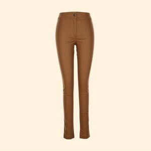 New Daniela Corte High Rise Skinny Trousers Brown Scuba Stretch Size 10 EU 40